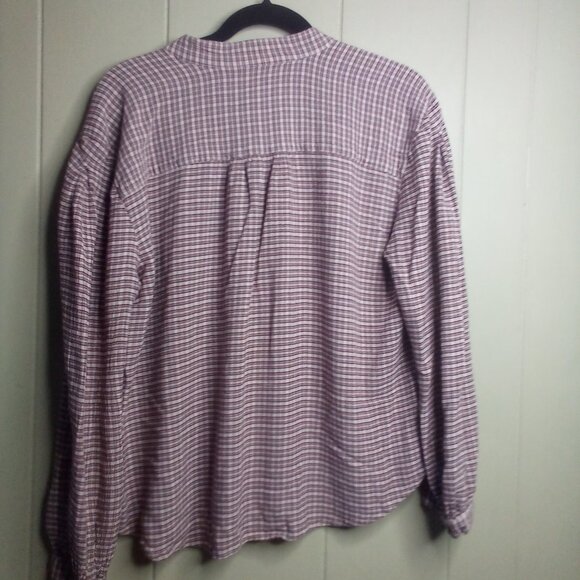 Treasure & Bond Button Up Shirt L Long Sleeve Plaid Tan Red - Picture 5 of 15